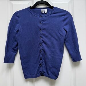 BP 3/4 SLEEVE BUTTON UP CARDIGAN BLUE SMALL